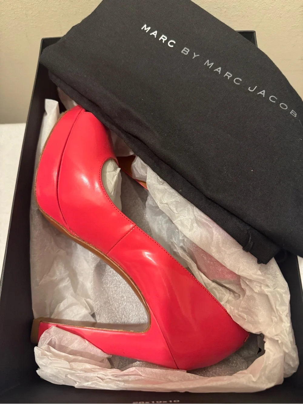 Marc by Marc Jacobs Coral Patent Leather Peep Toe Platform Pumps - Size 8